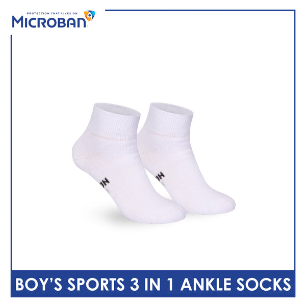 Microban Boys' Cotton Thick Sports Ankle Socks 3 pairs in a pack VBSKG14