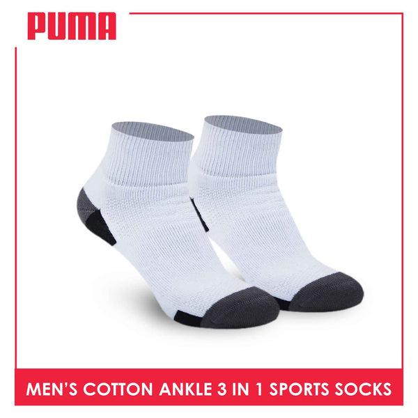 Puma Men's Cotton Thick Sports Ankle Socks 3 pairs in a pack PMSKG6