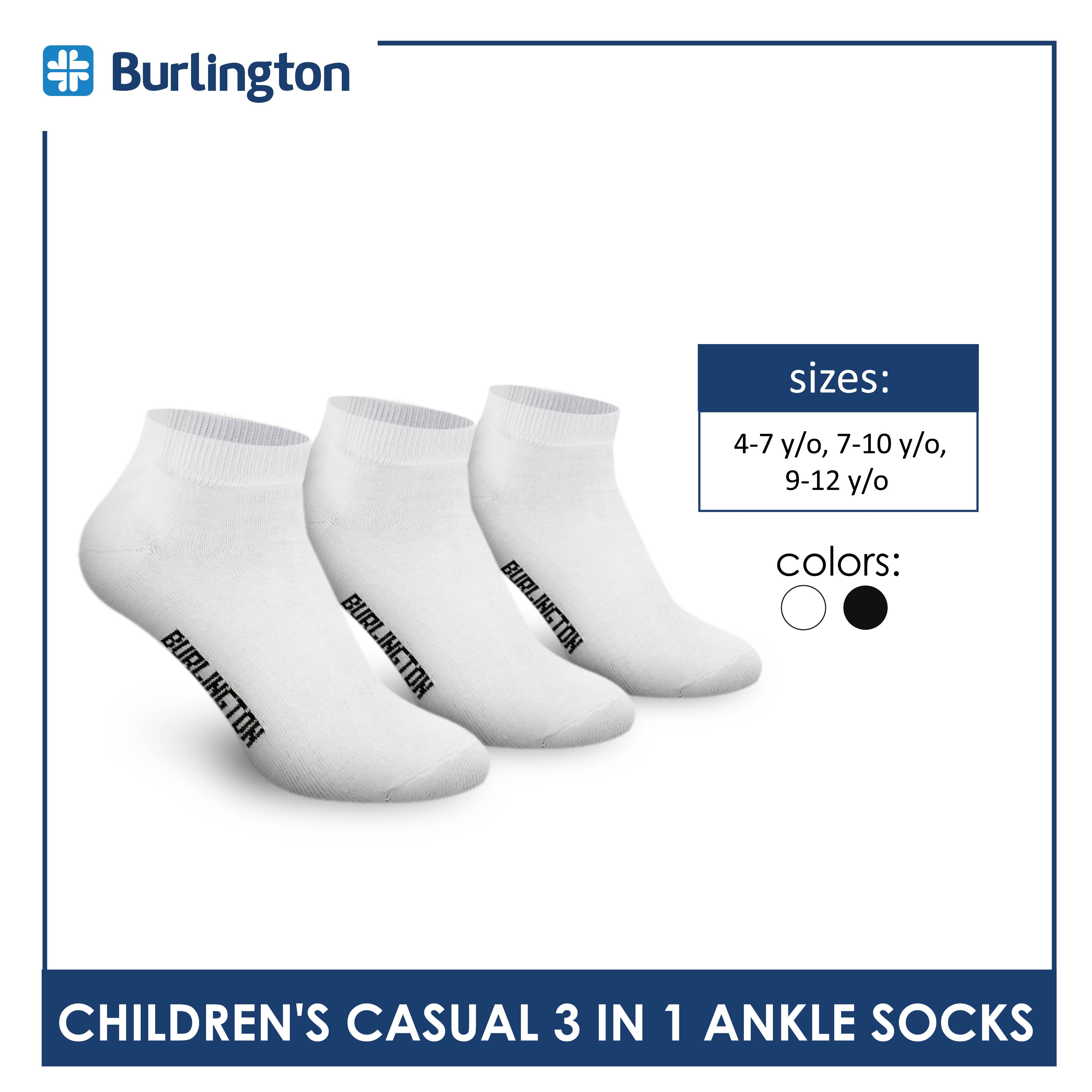 Burlington Children's Cotton Lite Thin Casual Ankle Socks 3 pairs in a pack 5622