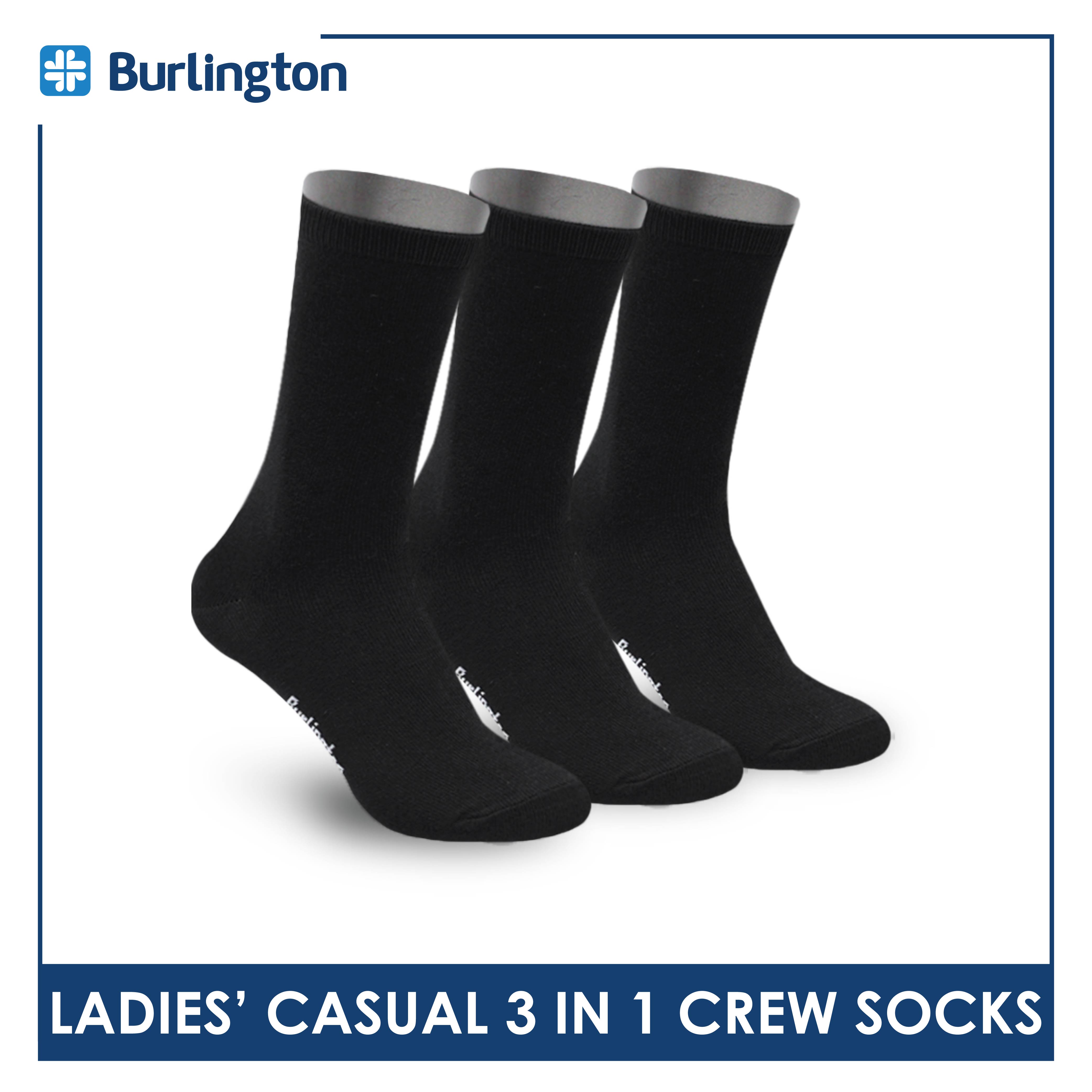 Burlington Ladies’ Cotton Lite Thin Casual Crew Socks 3 pairs in a pack 6149