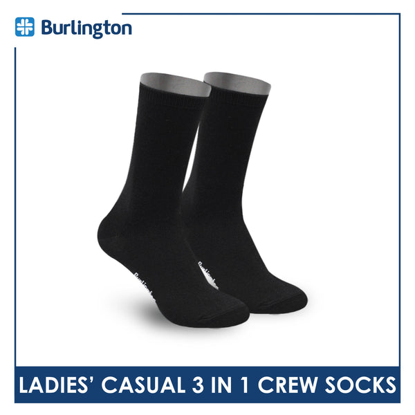 Burlington Ladies’ Cotton Lite Thin Casual Crew Socks 3 pairs in a pack 6149