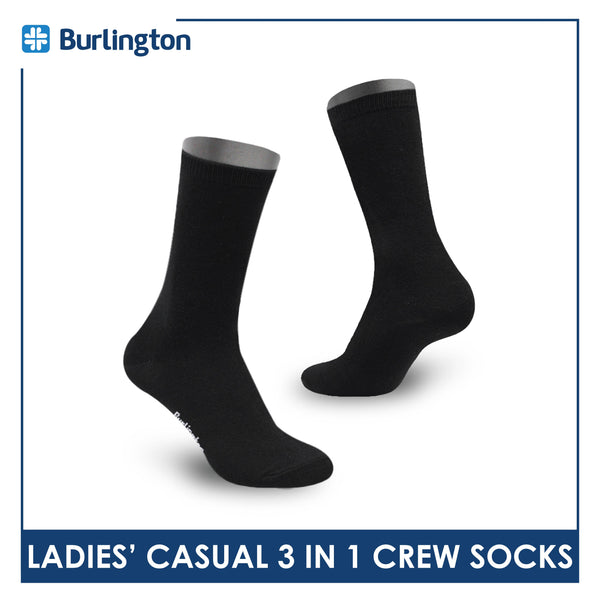 Burlington Ladies’ Cotton Lite Thin Casual Crew Socks 3 pairs in a pack 6149