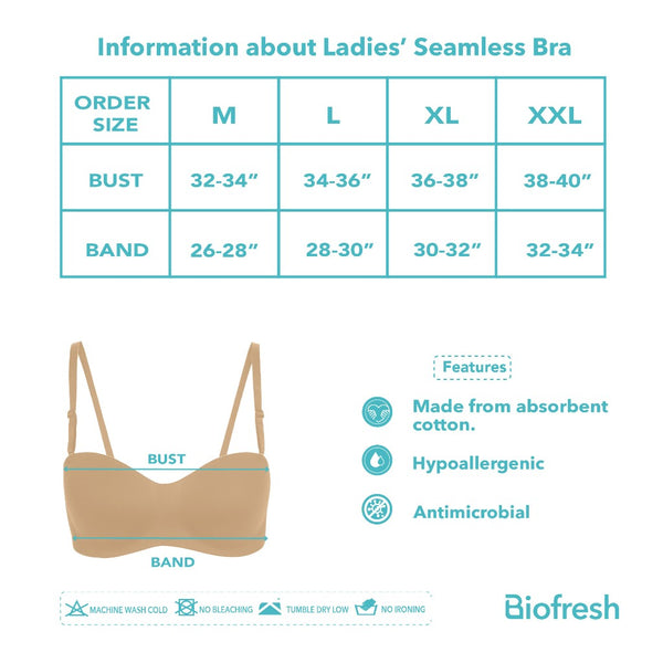 Biofresh Ladies’ Seamless Strapless Bra 1 piece ULBR533