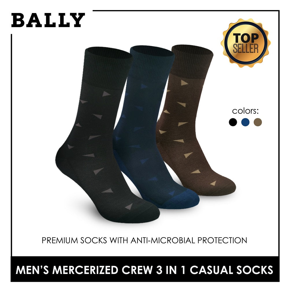 Bally Men's Mercerized Crew Thin Casual Socks 3 pairs in a pack YMMKG7