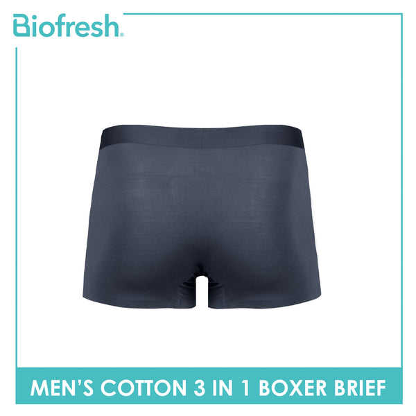 Biofresh Men's Antimicrobial Cotton Boxer Brief 3 pieces in a pack UMBBG521