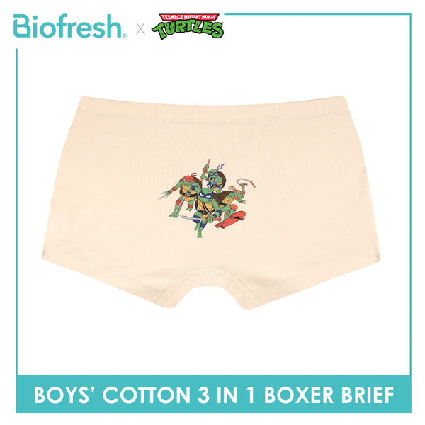 Biofresh | TMNT Boys’ Antimicrobial Cotton Boxer Brief 3 pieces in a pack NTBBBG533