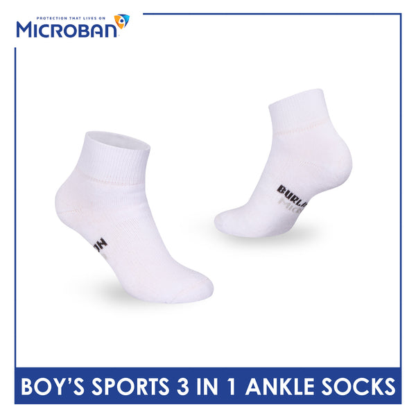 Microban Boys' Cotton Thick Sports Ankle Socks 3 pairs in a pack VBSKG14