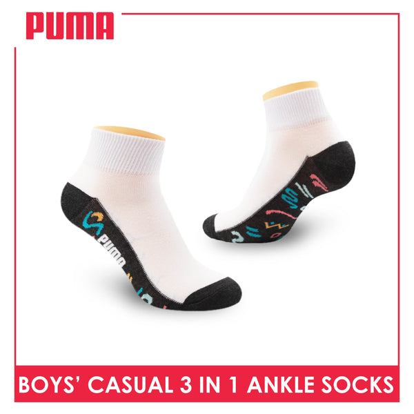 Puma Boys’ Cotton Casual Ankle Socks 3 pairs in a pack PBCKG25