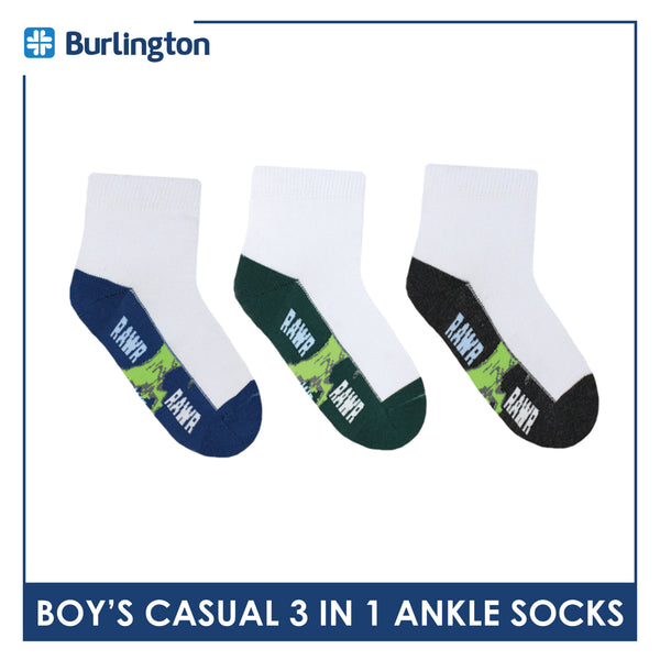 Burlington Boy's Cotton Thin Casual Ankle Socks 3 pairs in a pack BBCKG69
