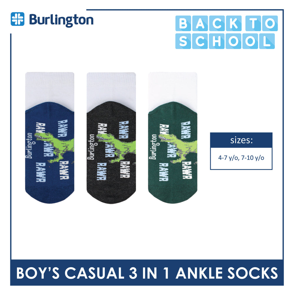 Burlington Boy's Cotton Thin Casual Ankle Socks 3 pairs in a pack BBCKG69
