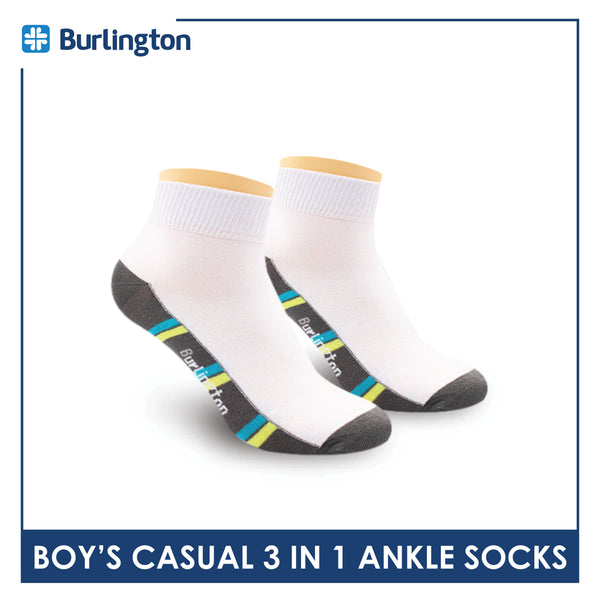 Burlington Boy's Cotton Thin Casual Ankle Socks 3 pairs in a pack BBCKG70