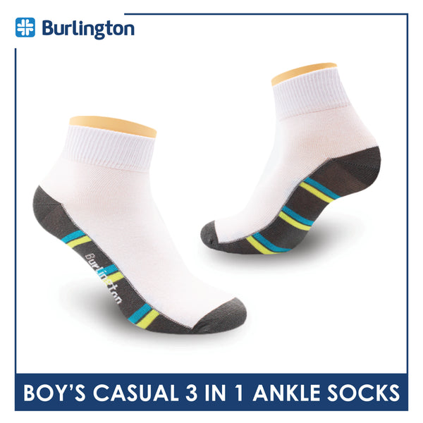 Burlington Boy's Cotton Thin Casual Ankle Socks 3 pairs in a pack BBCKG70