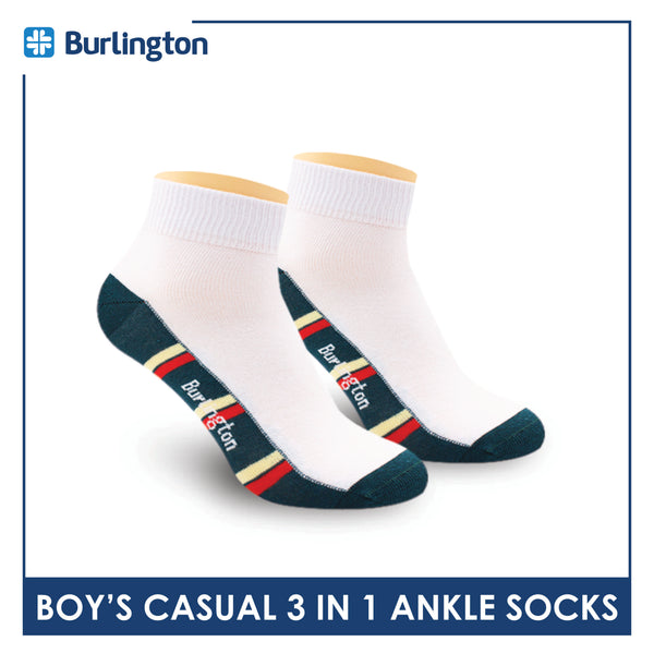 Burlington Boy's Cotton Thin Casual Ankle Socks 3 pairs in a pack BBCKG70