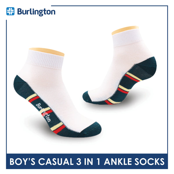 Burlington Boy's Cotton Thin Casual Ankle Socks 3 pairs in a pack BBCKG70