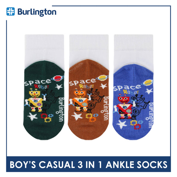 Burlington Boys’ Cotton Lite Casual Ankle Socks 3 pairs in 1 pack BBCKG74