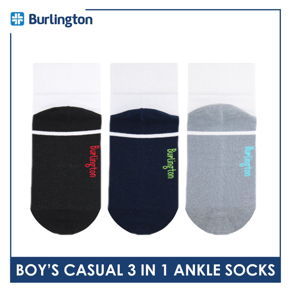 Burlington Boys’ Cotton Lite Casual Ankle Socks 3 pairs in 1 pack BBCKG77