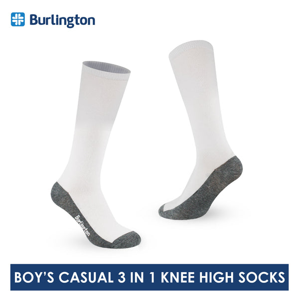 Burlington Boys’ Children Cotton Lite Thin Casual Knee High Socks 3 pairs in a pack BBHKG3