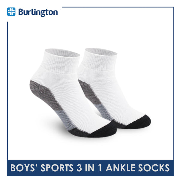 Burlington Boys’ Cotton Thick Sports Ankle Socks 3 pairs in a pack BBSKG28