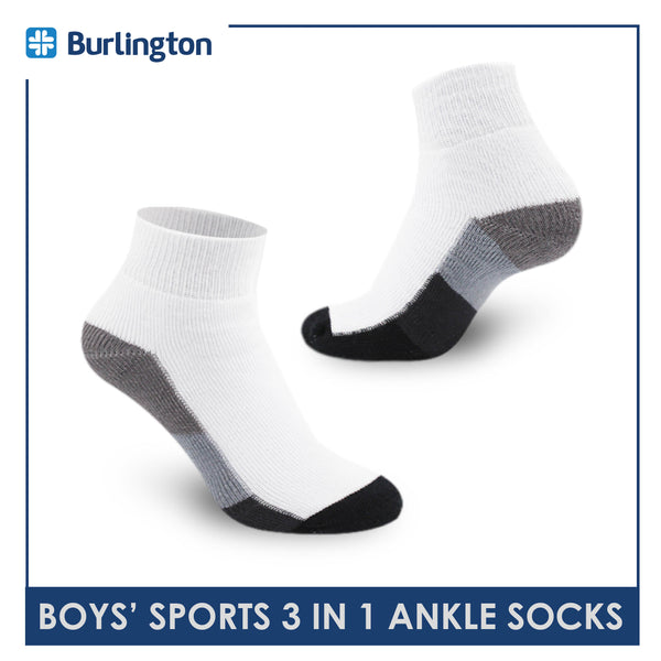 Burlington Boys’ Cotton Thick Sports Ankle Socks 3 pairs in a pack BBSKG28