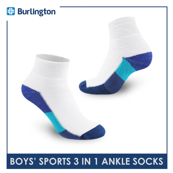 Burlington Boys’ Cotton Thick Sports Ankle Socks 3 pairs in a pack BBSKG28