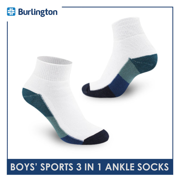 Burlington Boys’ Cotton Thick Sports Ankle Socks 3 pairs in a pack BBSKG28