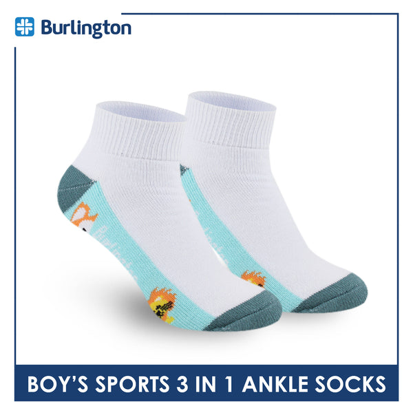 Burlington Boys’ Cotton Thick Sports Ankle Socks 3 pairs in a pack BBSKG30