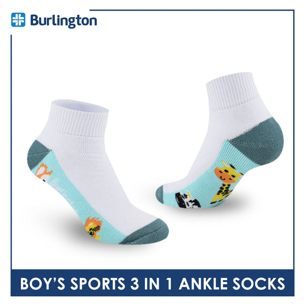 Burlington Boys’ Cotton Thick Sports Ankle Socks 3 pairs in a pack BBSKG30