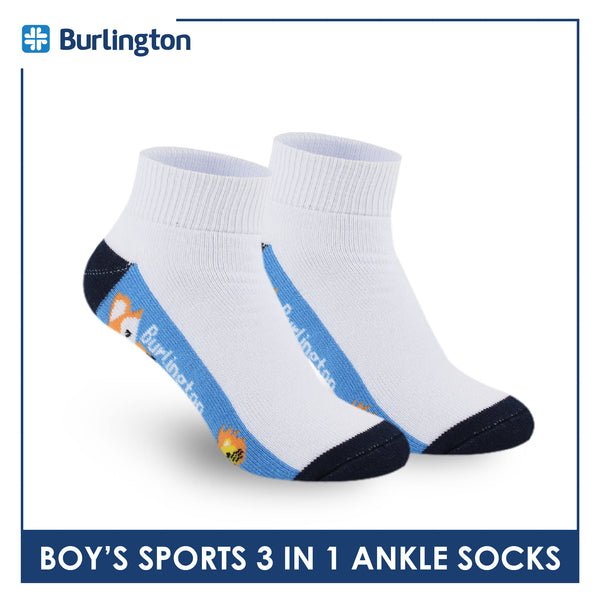 Burlington Boys’ Cotton Thick Sports Ankle Socks 3 pairs in a pack BBSKG30