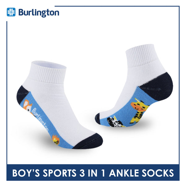 Burlington Boys’ Cotton Thick Sports Ankle Socks 3 pairs in a pack BBSKG30