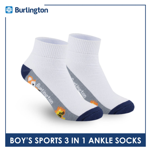 Burlington Boys’ Cotton Thick Sports Ankle Socks 3 pairs in a pack BBSKG30