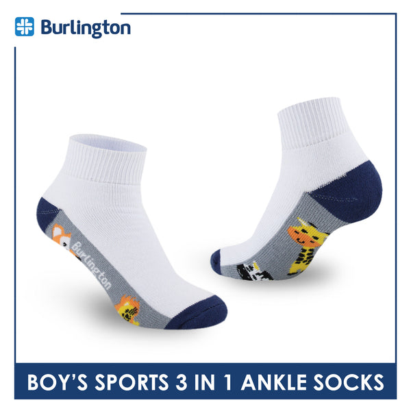Burlington Boys’ Cotton Thick Sports Ankle Socks 3 pairs in a pack BBSKG30