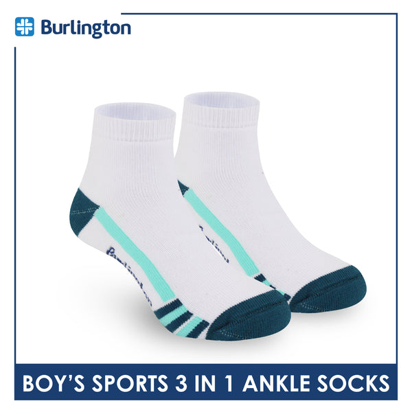 Burlington Boys’ Cotton Sports Ankle Socks 3 pairs in 1 pack BBSKG37