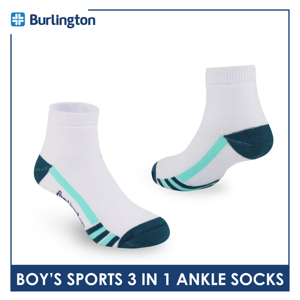 Burlington Boys’ Cotton Sports Ankle Socks 3 pairs in 1 pack BBSKG37