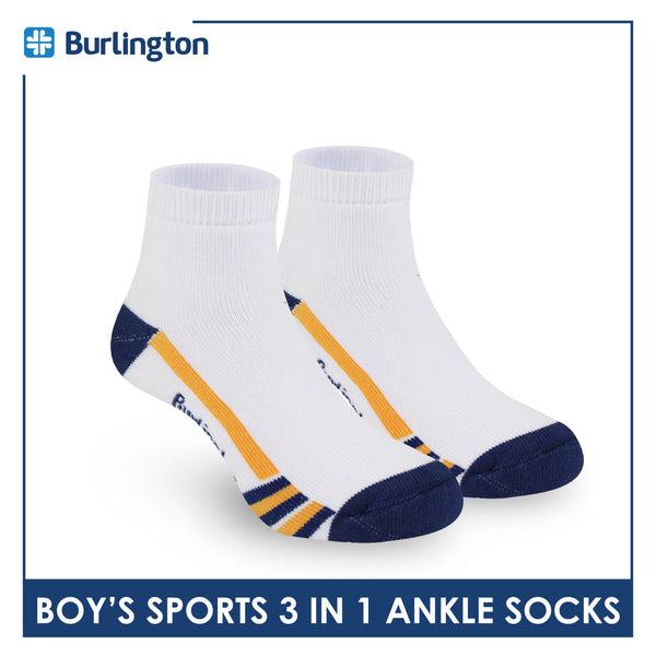 Burlington Boys’ Cotton Sports Ankle Socks 3 pairs in 1 pack BBSKG37