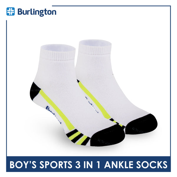 Burlington Boys’ Cotton Sports Ankle Socks 3 pairs in 1 pack BBSKG37
