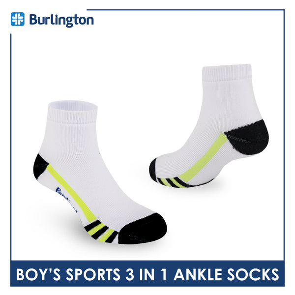 Burlington Boys’ Cotton Sports Ankle Socks 3 pairs in 1 pack BBSKG37