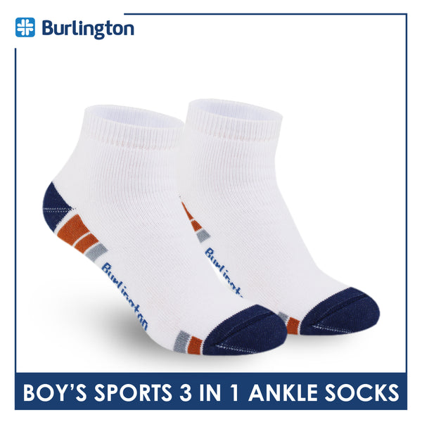 Burlington Boys’ Cotton Sports Ankle Socks 3 pairs in 1 pack BBSKG38