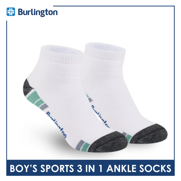 Burlington Boys’ Cotton Sports Ankle Socks 3 pairs in 1 pack BBSKG38