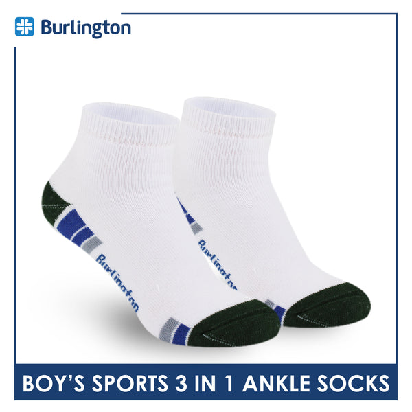 Burlington Boys’ Cotton Sports Ankle Socks 3 pairs in 1 pack BBSKG38
