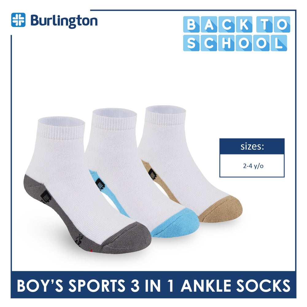 Burlington Boys’ Cotton Sports Ankle Socks 3 pairs in 1 pack BBSKG39