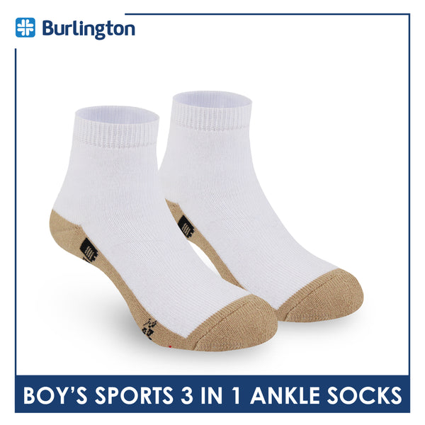 Burlington Boys’ Cotton Sports Ankle Socks 3 pairs in 1 pack BBSKG39