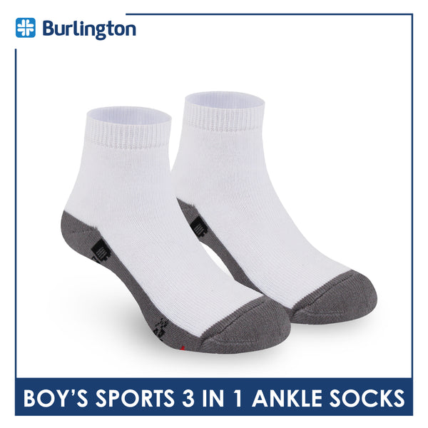 Burlington Boys’ Cotton Sports Ankle Socks 3 pairs in 1 pack BBSKG39
