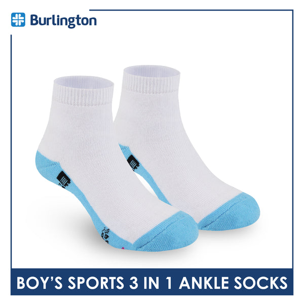 Burlington Boys’ Cotton Sports Ankle Socks 3 pairs in 1 pack BBSKG39
