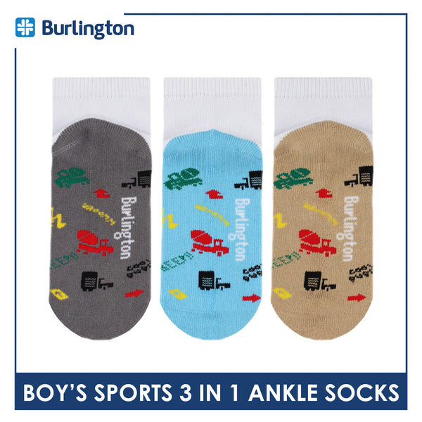 Burlington Boys’ Cotton Sports Ankle Socks 3 pairs in 1 pack BBSKG39