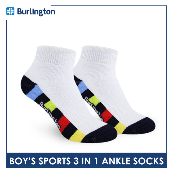 Burlington Boys’ Cotton Sports Ankle Socks 3 pairs in 1 pack BBSKG39