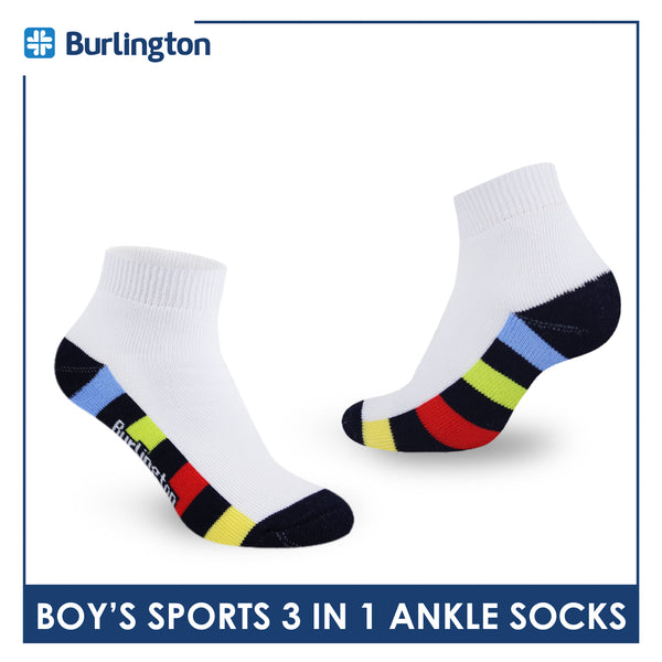 Burlington Boys’ Cotton Sports Ankle Socks 3 pairs in 1 pack BBSKG39