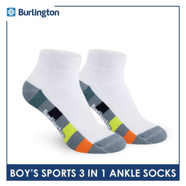Burlington Boys’ Cotton Sports Ankle Socks 3 pairs in 1 pack BBSKG39