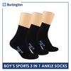 Burlington Boys’ Cotton Lite Sports Half Terry Performance Ankle Socks 3 pairs in a pack BCL-222