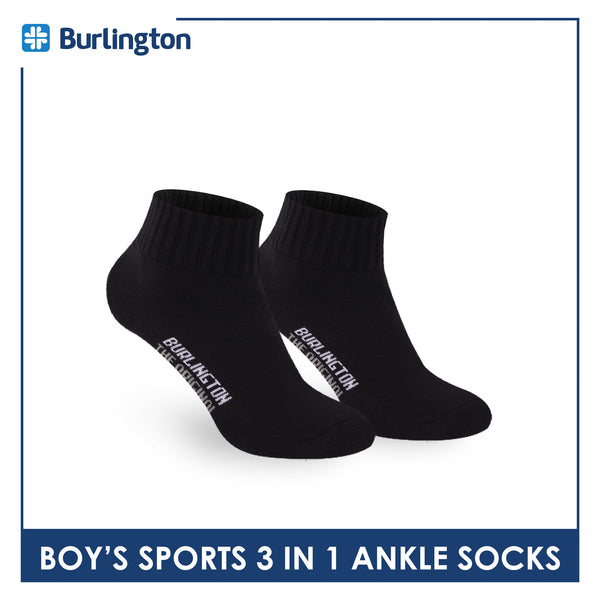 Burlington Boys’ Cotton Thick Sports Ankle Socks 3 pairs in a pack BCS-222
