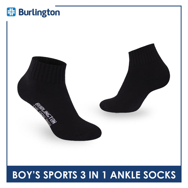 Burlington Boys’ Cotton Thick Sports Ankle Socks 3 pairs in a pack BCS-222